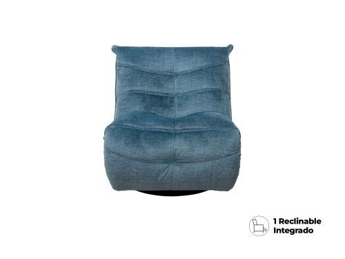 Sillón Reclinable Manual Manny Gamer Giratorio y Mecedora de Tela Azul