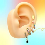 Aretes Arracada Rosa Chapa de Oro Az21