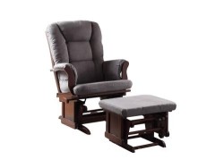 Sillón Mecedora Aeron De Madera Con Ottoman Color Gris