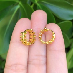 Aretes Arracada Laurel Chapa de Oro Az246
