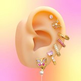 Aretes Arracada Mariposa Chapa de Oro Az190