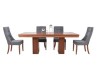 Comedor Star De Madera Para 8 Personas Rectangular, Mesa Y Sillas De Tela Gris