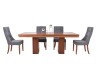 Comedor Star De Madera Para 8 Personas Rectangular, Mesa Y Sillas De Tela Gris