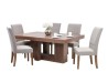 Comedor Treya De Madera Para 6 Personas Mesa Y Sillas De Tela Color Gris