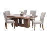 Comedor Treya De Madera Para 6 Personas Mesa Y Sillas De Tela Color Gris