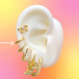 Aretes Arracada Zirconia Blanca Chapa de Oro Az146