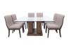 Comedor Maslow De Madera Con Cristal Para 8 Personas Cuadrado Mesa Y Sillas De Tela