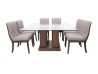 Comedor Maslow De Madera Con Cristal Para 8 Personas Cuadrado Mesa Y Sillas De Tela
