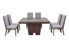 Comedor Siena De Madera Para 8 Personas Cuadrado Mesa Y Sillas De Tela Color Gris