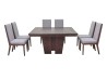 Comedor Siena De Madera Para 8 Personas Cuadrado Mesa Y Sillas De Tela Color Gris