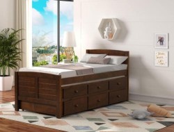 Cama Canguro Twin Individual Color Café con Cajones