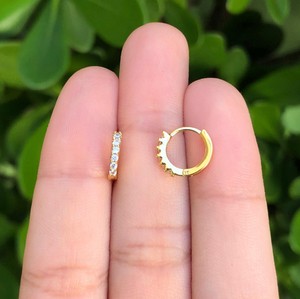 Aretes Arracada Zirconias Blancas Chapa de Oro Az144