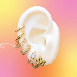 Aretes Arracada Zirconias Blancas Chapa de Oro Az144