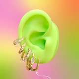 Aretes Arracada Zirconias Chapa de Oro Az151