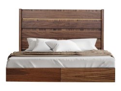 Cama Zell King Size Acabado Parota + 2 buros