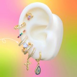 Aretes Arracada Zirconia Chapa de Oro Az369