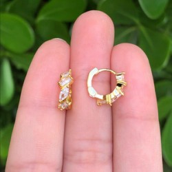 Aretes Arracada Zirconia Chapa de Oro Az72