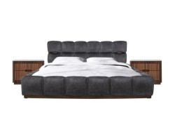 Recámara Square King Size Acabado Nogal - Cama Y 2 Buros