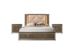 Recámara Skylar De Madera Cama Y 2 Burós Color Champagne Marca Acme