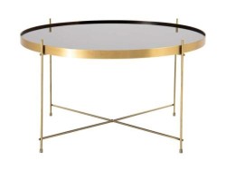 Mesa De Centro Spencer Base De Metal Color Dorado Con Cubierta De Cristal