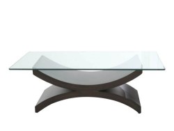 Mesa De Centro Balance Base De Madera Color Café Con Cristal