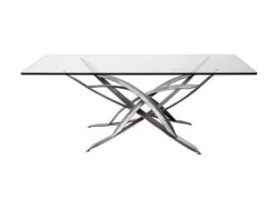 Mesa De Centro Rúa Base Metálica Cubierta De Cristal