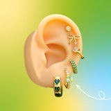 Aretes Arracadas Piedra Verde Brillante Chapa de Oro Az182