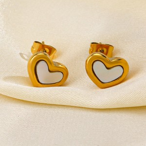 Aretes Blanco Corazon Acero Inoxidable 1M2