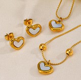 Aretes Blanco Corazon Acero Inoxidable 1M2