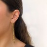 Aretes Cadena Chapa de Oro 18K Az253