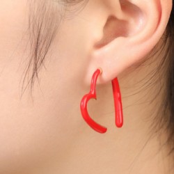 Aretes Corazon Abierto Rojo 2L6
