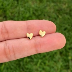Aretes Corazon Chapa de Oro 14K AZ199