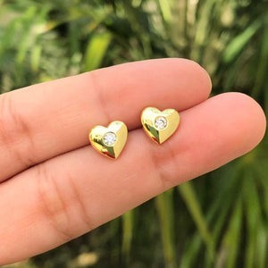 Aretes Corazon Chapa de Oro AZ63