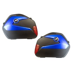 Alforjas rigidas porta equipaje para motocicleta 20L negra con azul universal Kinlley