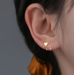 Aretes Corazon Chapa de Oro C658