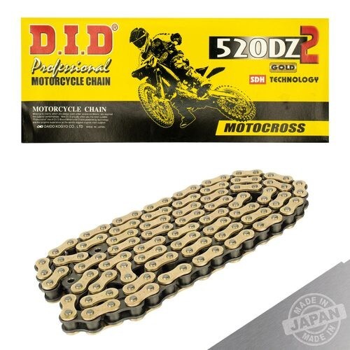 Cadena para motocicleta 520 DZ2 x 116 DID dorada Especial Motocross