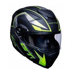 Casco para motociclista abatible con Bluetooth Ventec exoskeleton Negro / Amarillo GT1 Talla M