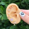 Aretes Corazon Rosa Chapa de Oro AZ45