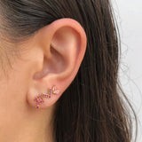 Aretes Cruz Magenta Chapa de Oro AZ318