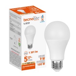 Foco A19 LED 9 W, Luz Cálida Brillante, Base E27, No atenuable, Multivoltaje