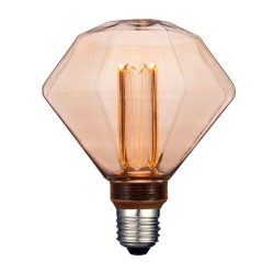 Foco D125 Diamante Vintage LED 3.5 W, Luz Ámbar, Base E27, Atenuable