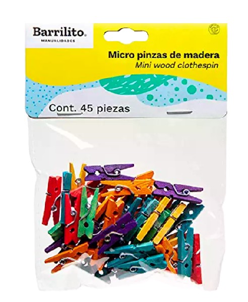 MICRO PINZAS BARRILITO MADERA COLORES