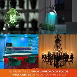 Foco LED Inteligente A19 WiFi 8 W, Luz RGB + Blanca, Base E27, Atenuable, Compatible con App móvil y Asistentes de voz
