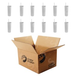 Vaso de Acero 600ml Tipo Skinny Blanco (Caja de 12) Color Make