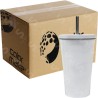 Vaso de acero tipo Tumbler de 550ml Cónico tapa y popote Color Blanco (Caja de 12) Color Make