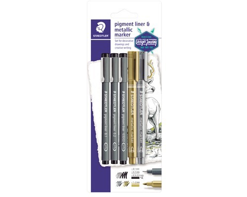 ESTILOGRAGO DESECHABLE 3 GRADUACIONES + 2 MARCADORES METALICOS-PIGMENT LINER-ESTILOGRAFO