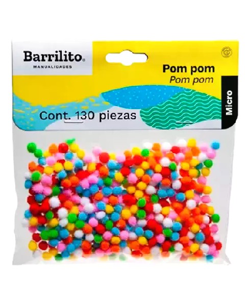 POM POM MICRO BARRILITO COLORES C/500