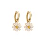 Aretes Flor Blanca Chapa de Oro  C676