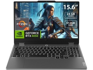 Laptop Lenovo LOQ 9na Gen: Procesador AMD Ryzen 7 7435HS (hasta 4.5 GHz), Memoria de 24GB DDR5, SSD de 512GB, Pantalla de 15.6"