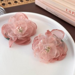 Aretes Flor de Tela Pink  1M3